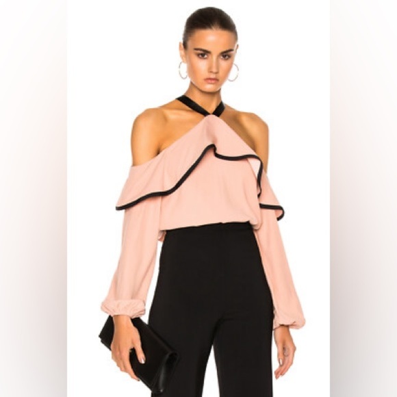 Alexis / Malia Cold Shoulder Crepe Top dusty rose pink M medium - Picture 2 of 5